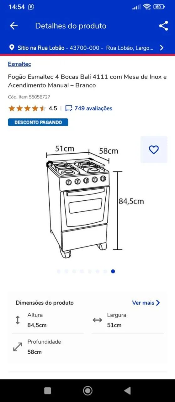 Fogão Esmaltec 4 Bocas Bali 4111 Branco - Foto 3