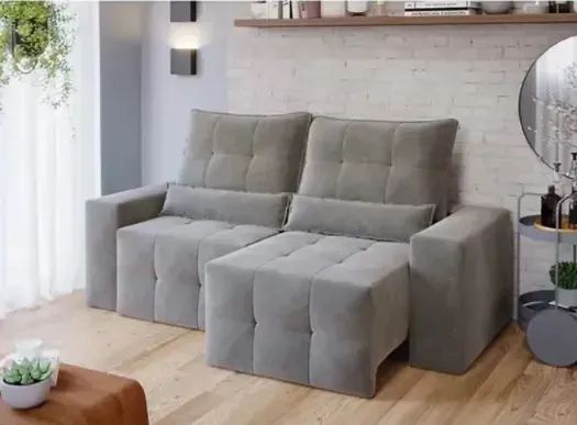 Sofá Retrátil e Reclinável Lisboa Cinza