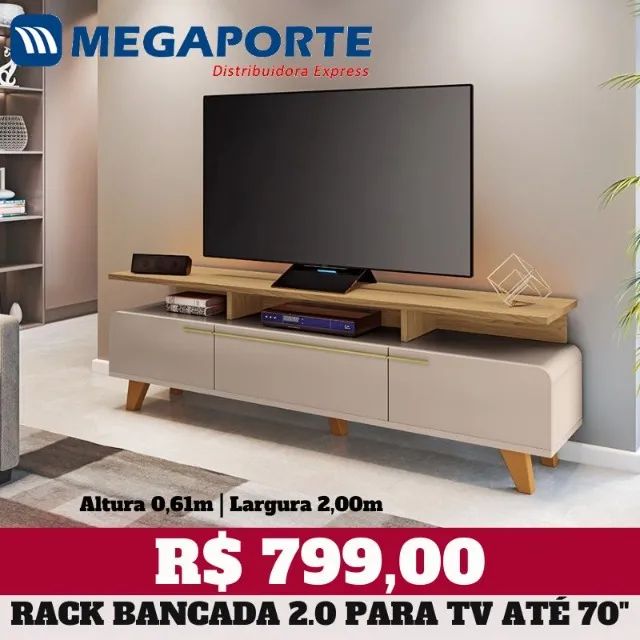 Rack Bancada 2,00m para TV até 70" (Novo) Entrega Grátis!  - Foto 2