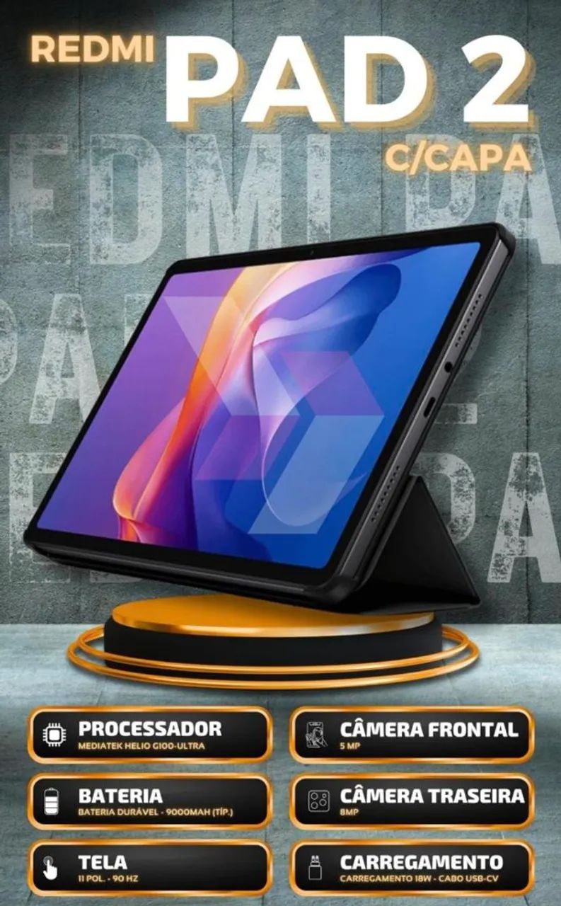 Tablet xiaomi Redmi PAD 2 + capa 128 GB lacrado com garantia 