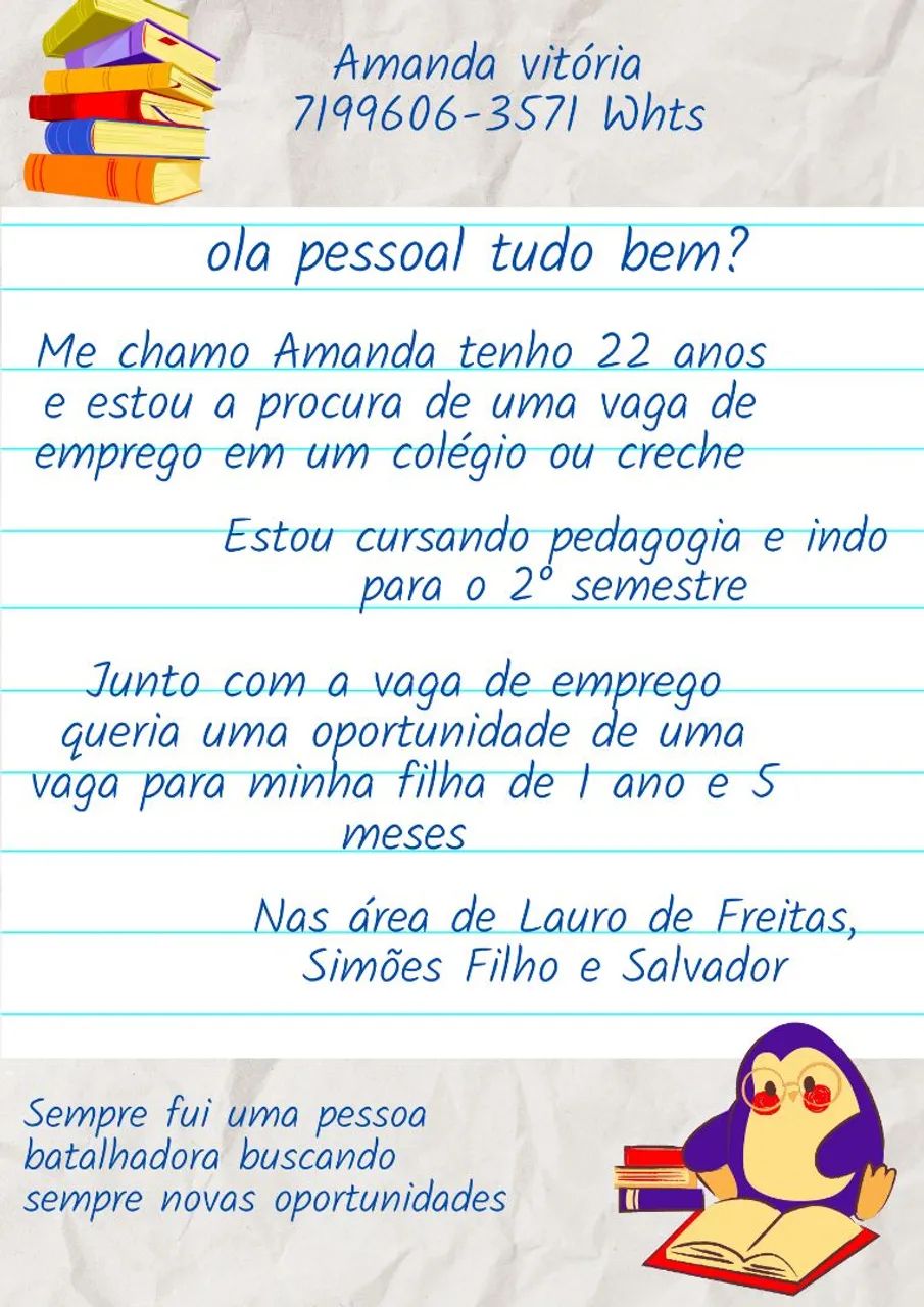 Procuro vaga de emprego pedagogia