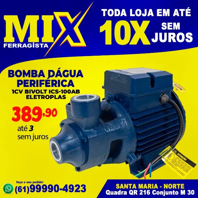 Bomba Dágua Periférica 1Cv Bivolt ICS-100AB Eletroplas