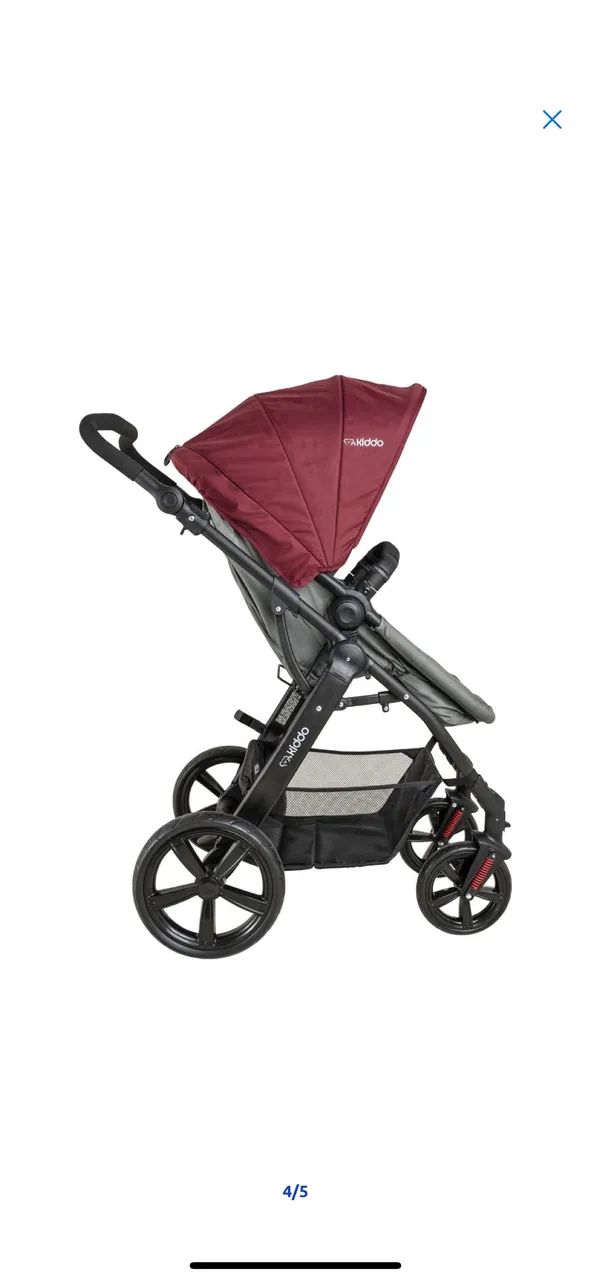 Carrinho de Bebê Travel System Galaxy + Casulo Click GR/Vinho Kiddo - Foto 4