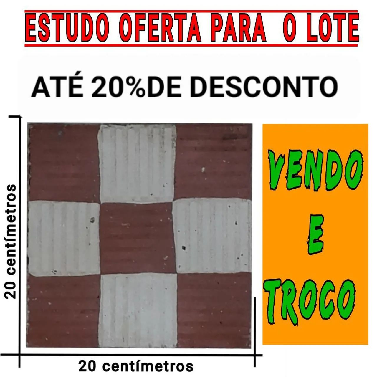 70 M2 (1800 PÇS) LADRILHO HIDRÁULICO PARA PISO USADO ANTIGO COM MAIS DE 80 ANOS 20 X 20  - Foto 3
