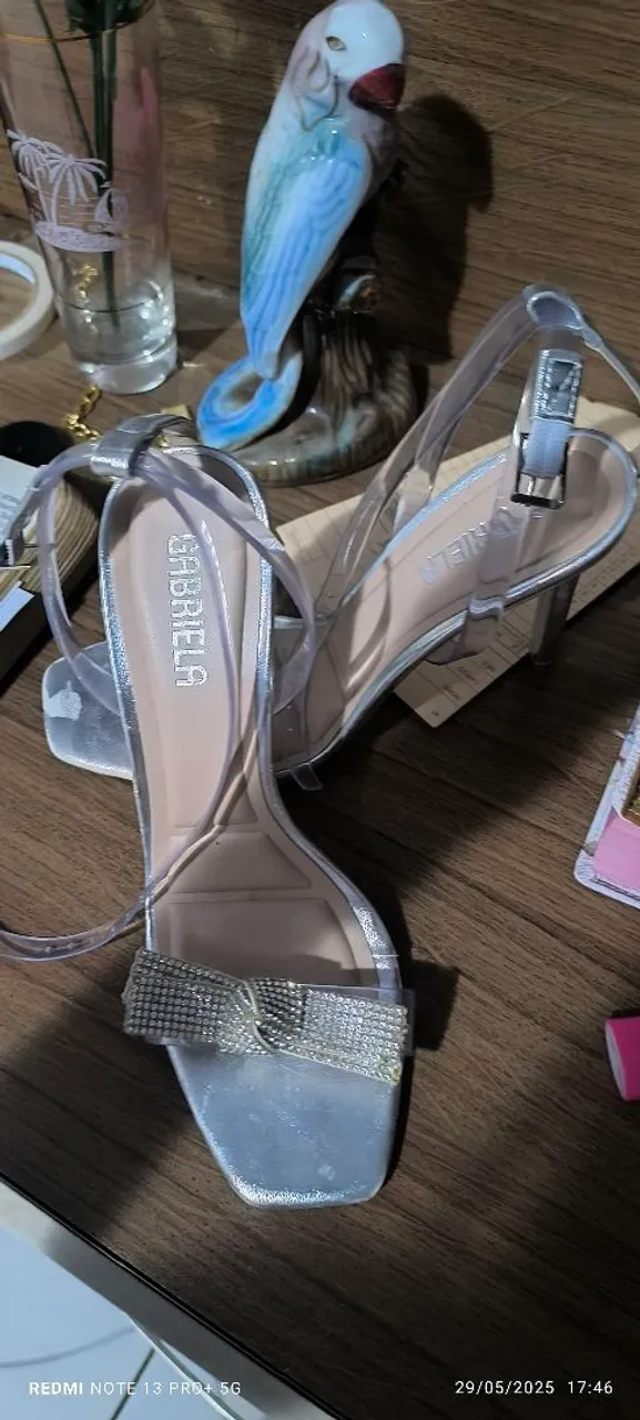 Sandália Gabriela Prateada com Strass