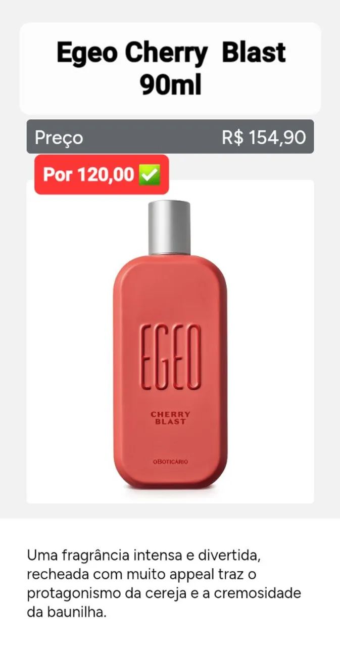 Egeo Cherry Blast 90ml - Perfume O Boticário
