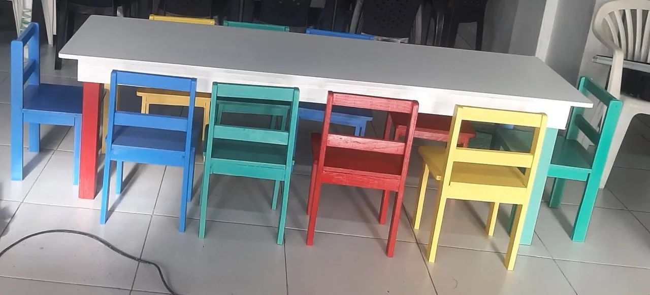 Mesa com 10 cadeiras infantil  - Foto 3