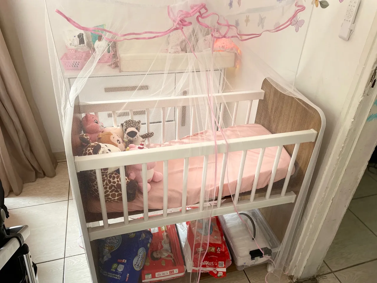 Mini Berço Moisés infantil com mosquiteiro e acessórios