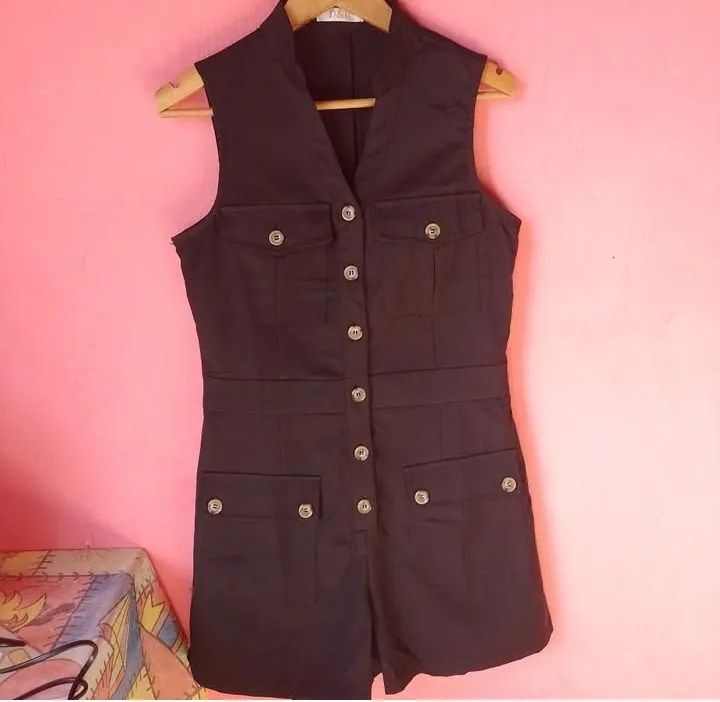 Macacão Jeans Preto - Tamanho M