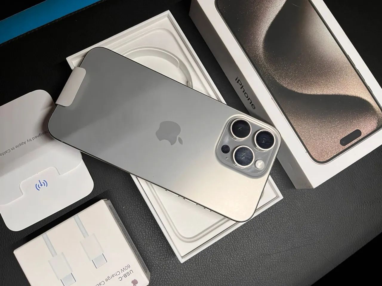 Iphone 15 pro Max 256GB titânio natural com caixa nota, bateria 86