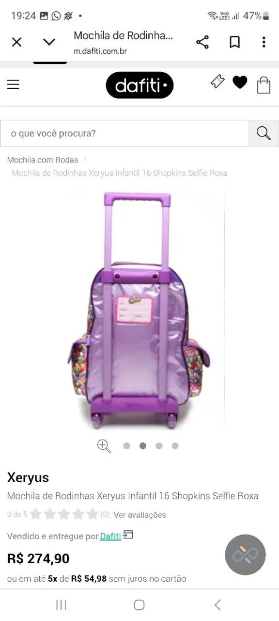 Kit Mochila de rodinhas shopinks e estojo da mesma marca. - Foto 4