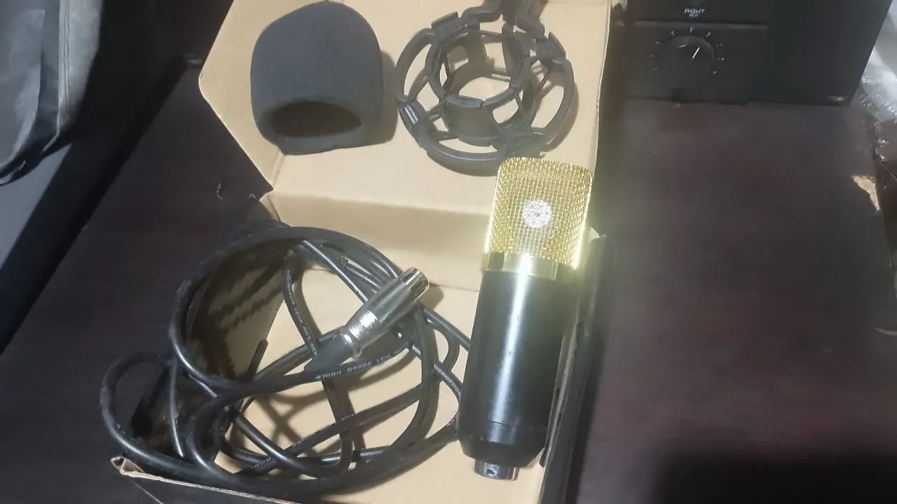 Microfone Condensador Profissional Omnidirecional Mx-700. Dourado - Foto 2