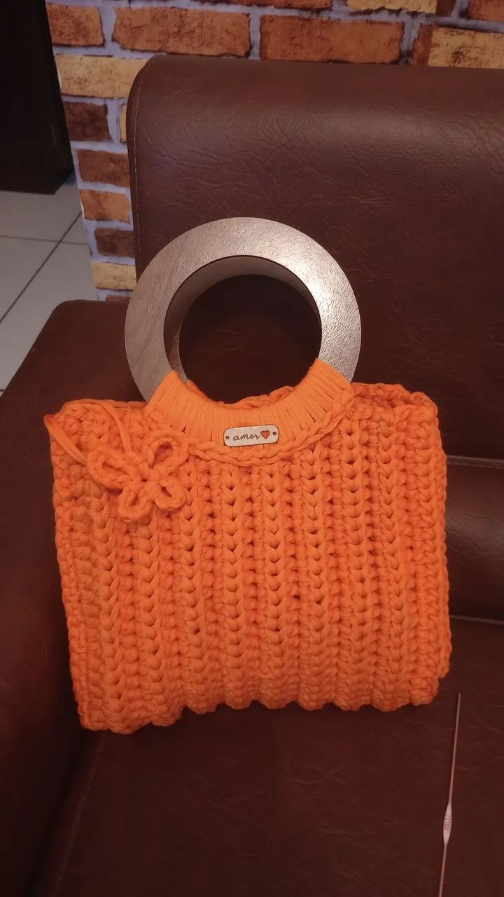 Bolsa de crochê laranja - 