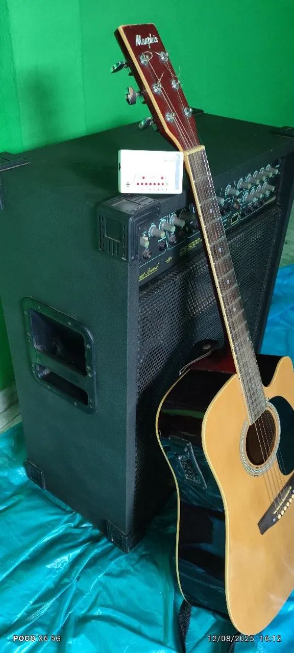 Violão elétrico mais caixa amplificada. - Foto 4