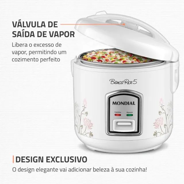 Panela Elétrica de Arroz Mondial Bianca Rice NPE-05 5 Xícaras - Branca - 110V  R$ 125,00 - Foto 6