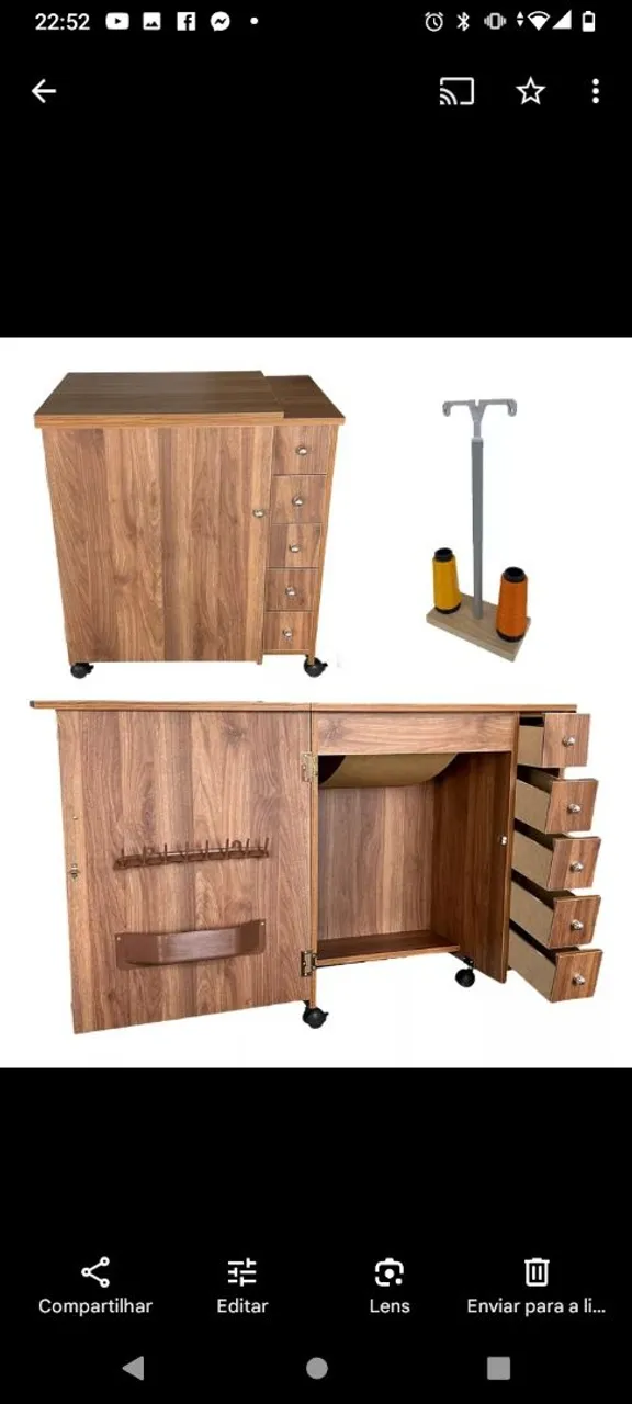 Mesa de Costura com Gaveta e Rodinhas
