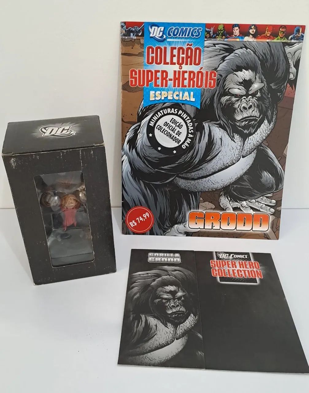 * MT Eaglemoss DC Comics Super Heróis Gorila Grodd Miniatura, Caixa, Proteção e Revista
