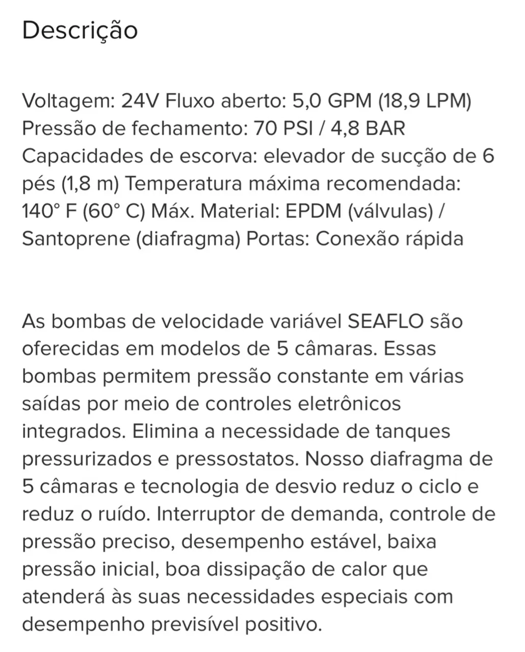Bomba de Pressurização 5.0