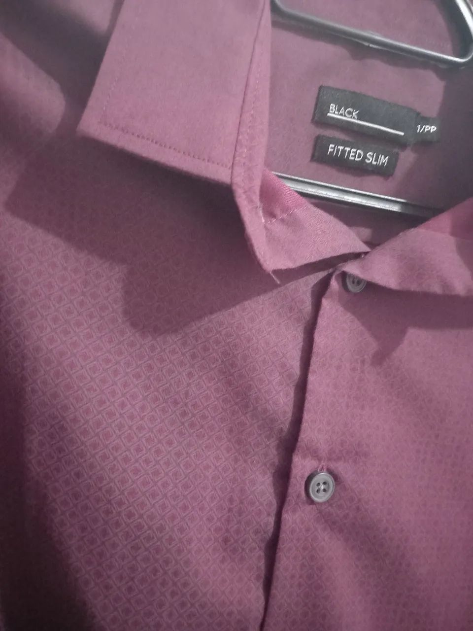 Camisa social vermelha cor de vinho 1/PP Fitted slim - Foto 2