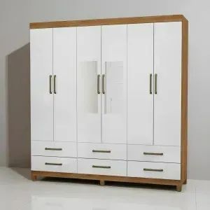 Guarda Roupa Dallas Cinamomo/Branco com Espelho