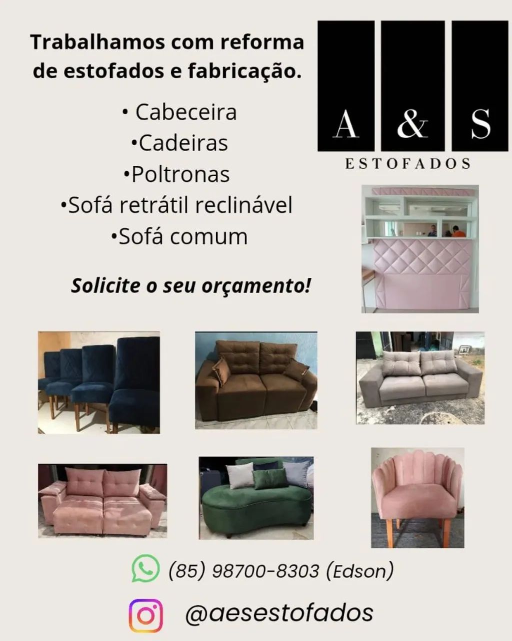 Trabalhamos com fabricação de sofá e reforma s