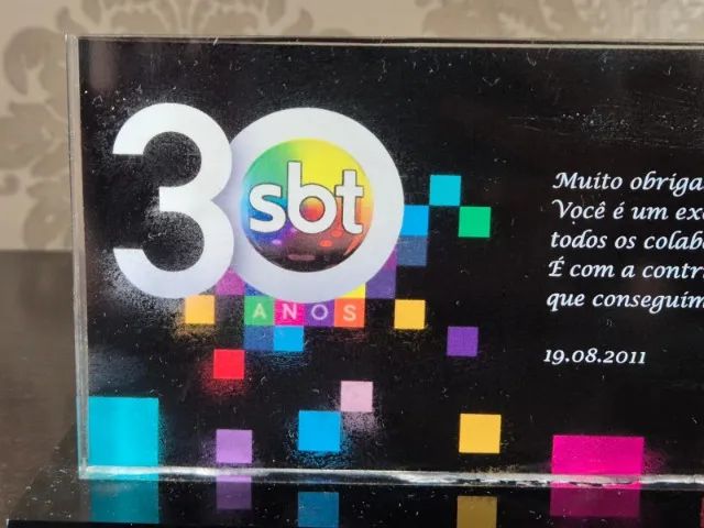 Placa Comemorativa 30 Anos Sbt. 2011. Item Especial! - Foto 3
