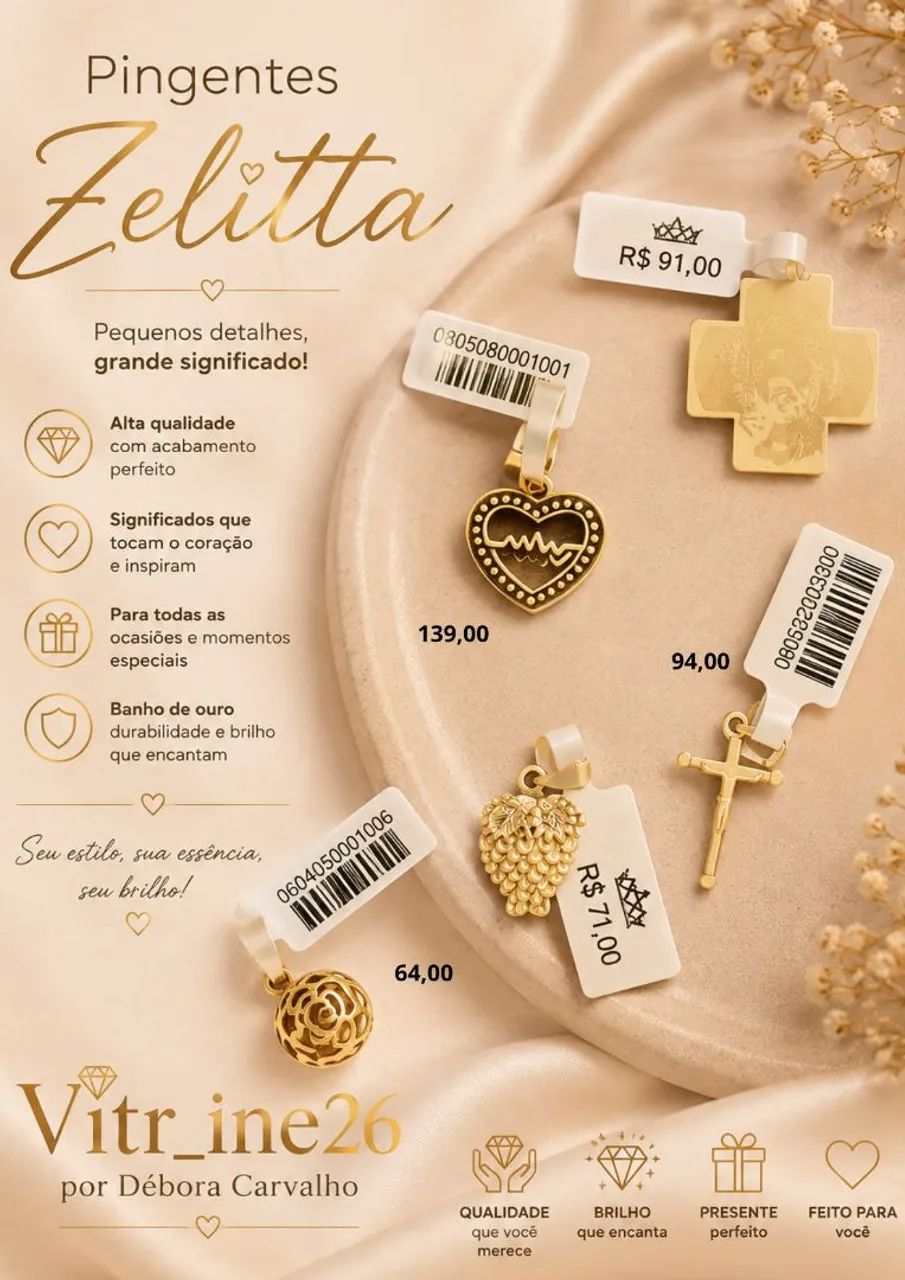 Pingentes de Semijoias Zelitta