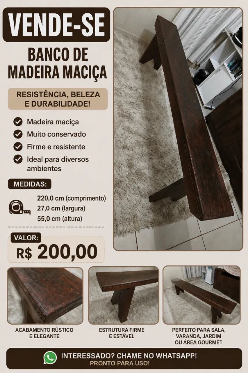Banco de madeira maciça 