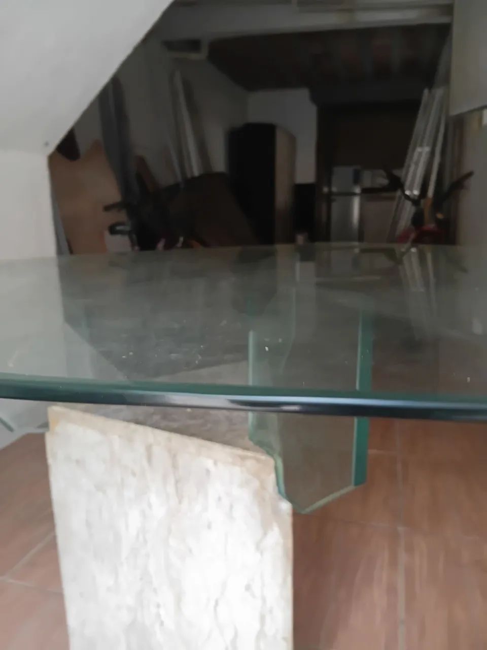 Mesa de jantar de mármore e tampo de vidro  - Foto 4