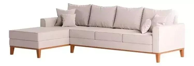 Sofá 4 lugares beny com chaise esquerda ou direito linho cru