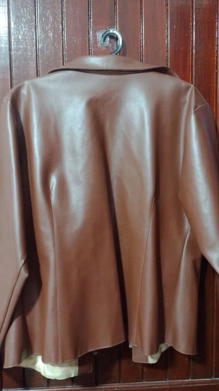 Jaqueta Marron Unixess estilo de couro tamanho G - Foto 3