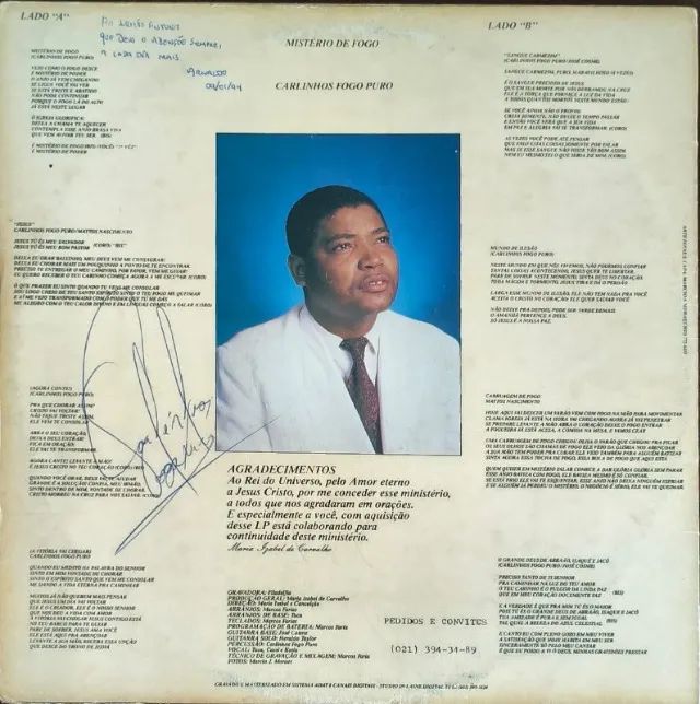 Lp Disco de Vinil Gospel Evangélico Carlinhos Fogo Puro - Ministério De Fogo - Foto 2
