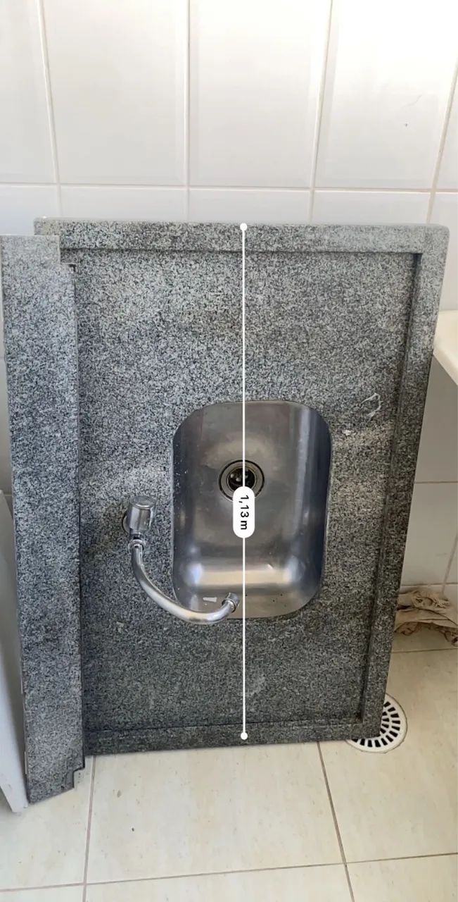 Granite sink with basin, faucet, and mirror for sale