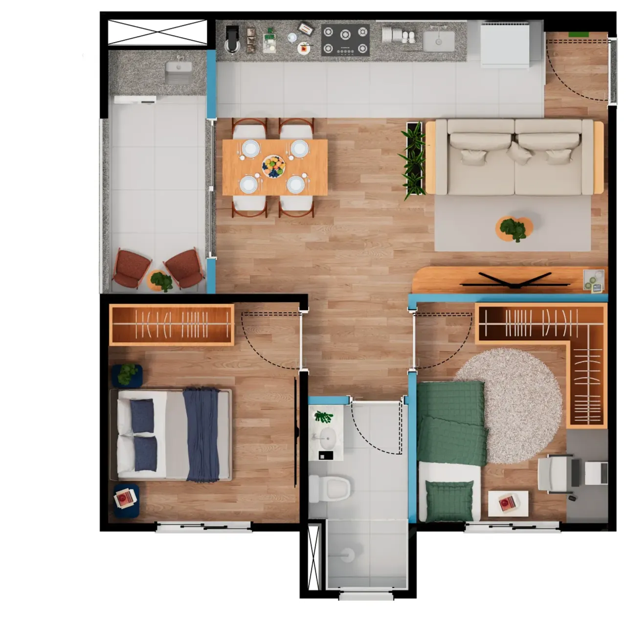 PLANTA 55m²