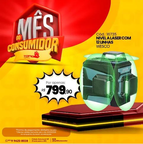 NIVEL LASER 360 12 LINHAS WS8912K - WESCO 799,90