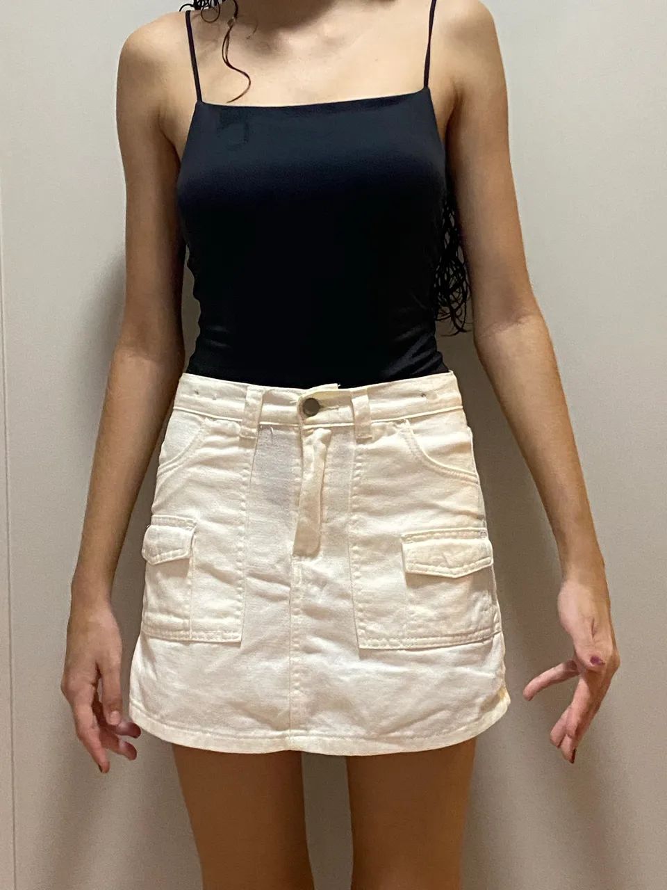 Short saia jens bege