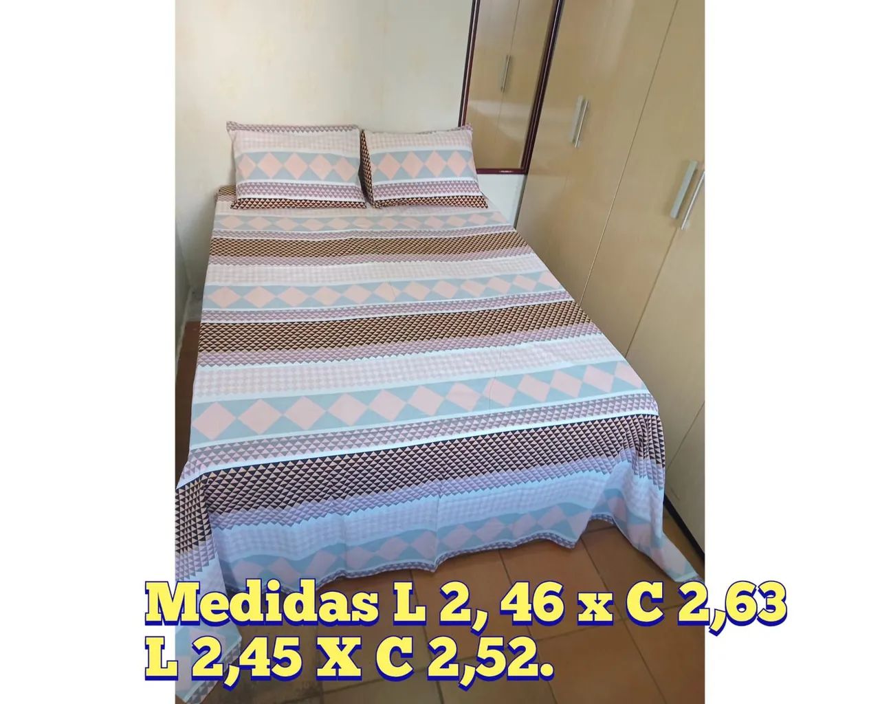 Jogo de Cama  1 Lençol  de  casal com 2 fronhas 98% algodão e  2% poliéster Itaquera - Foto 2