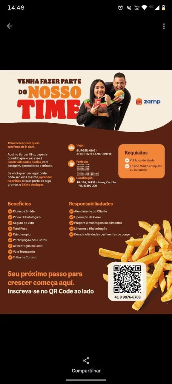 Temos Vaga | Burger King 
