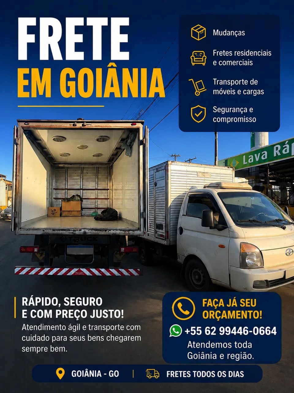 Frete em Goiânia e RegiãoTransporte de Móveis e Pequenas Cargas Orçamento Rápido