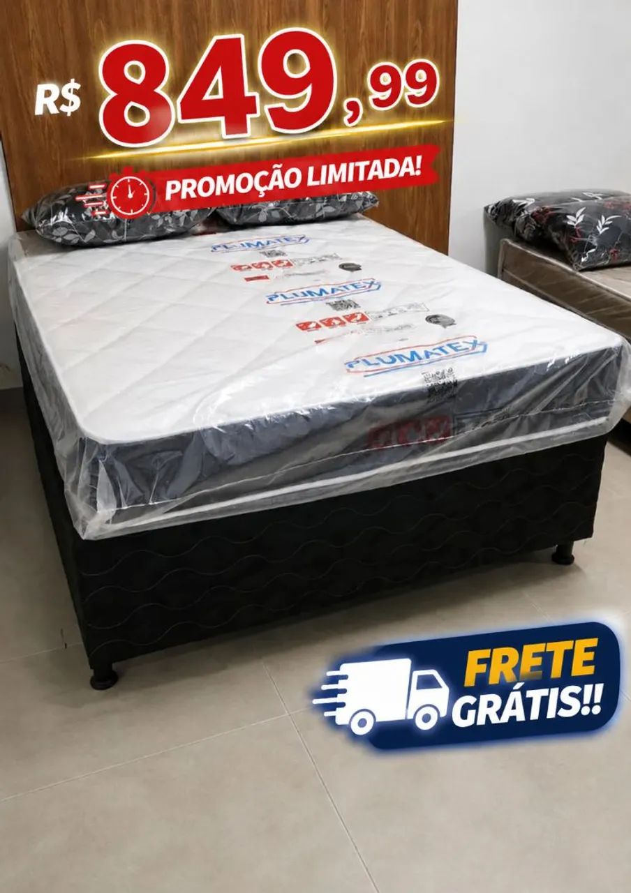 Conjunto casal  base + colchão D33 molas ensacadas 