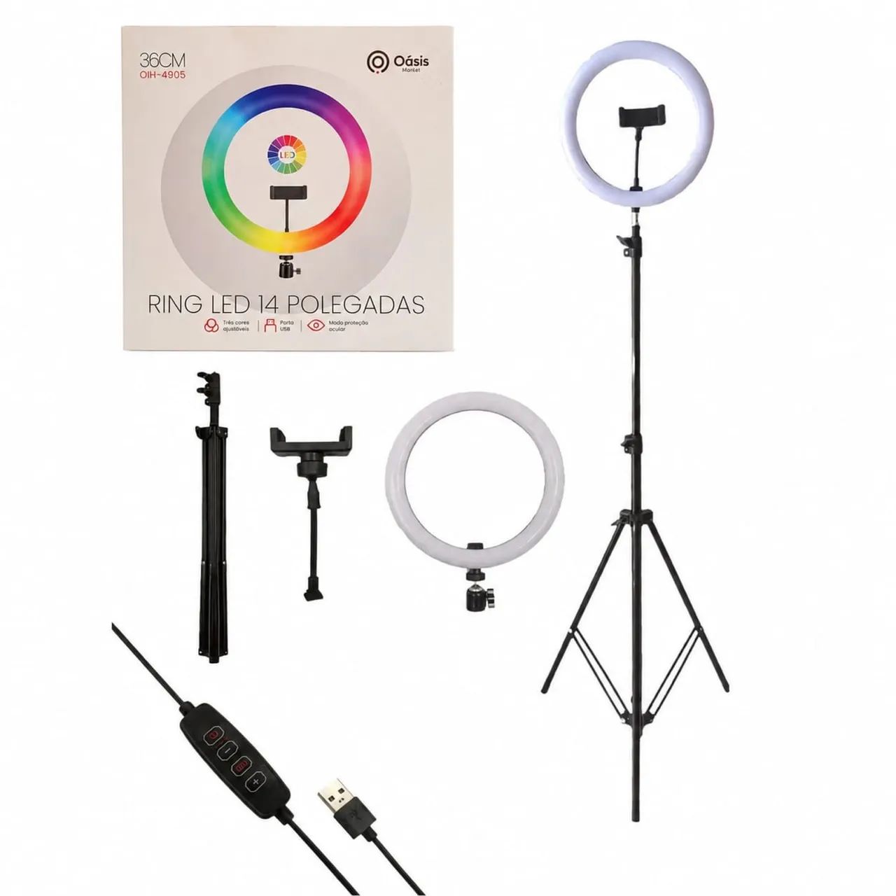 Ring Led 14 polegadas com tripé de 2,10m - R$ 100,00