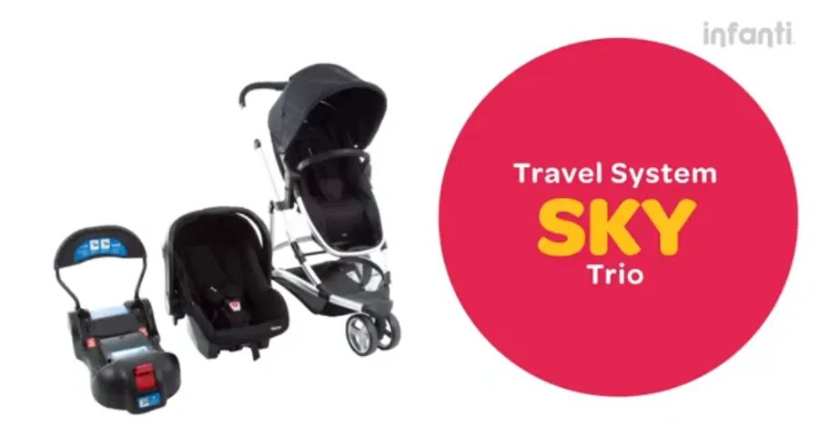 KIT carrinho, bebê conforto e base veicular - Travel System Sky INFANTI  - Foto 2