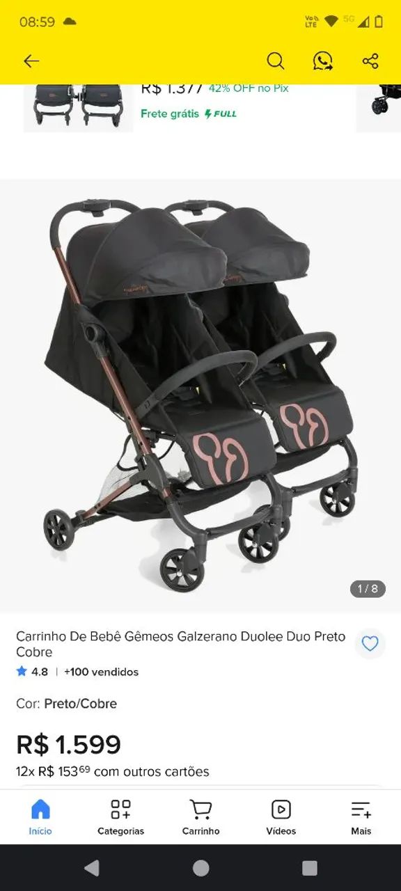 Carrinho Bebê Gêmeos Galzerano 