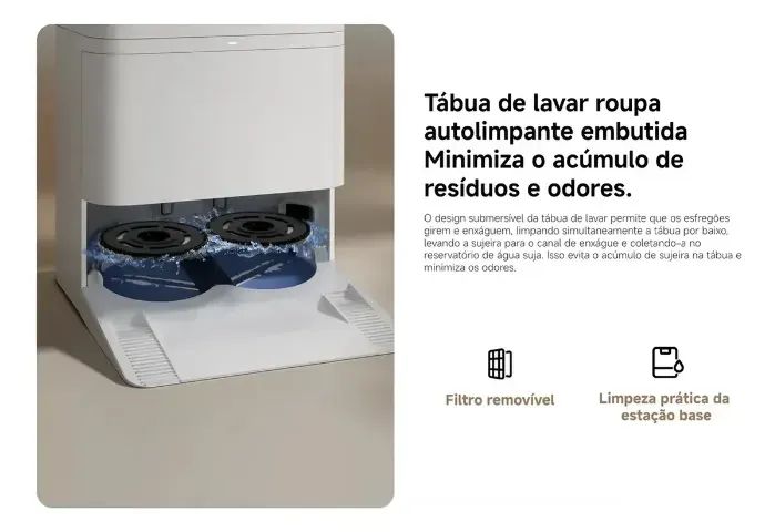 Robô Aspirador Xiaomi H50 10000Pa Branco 127V Com Base Auto Limpeza - Foto 2