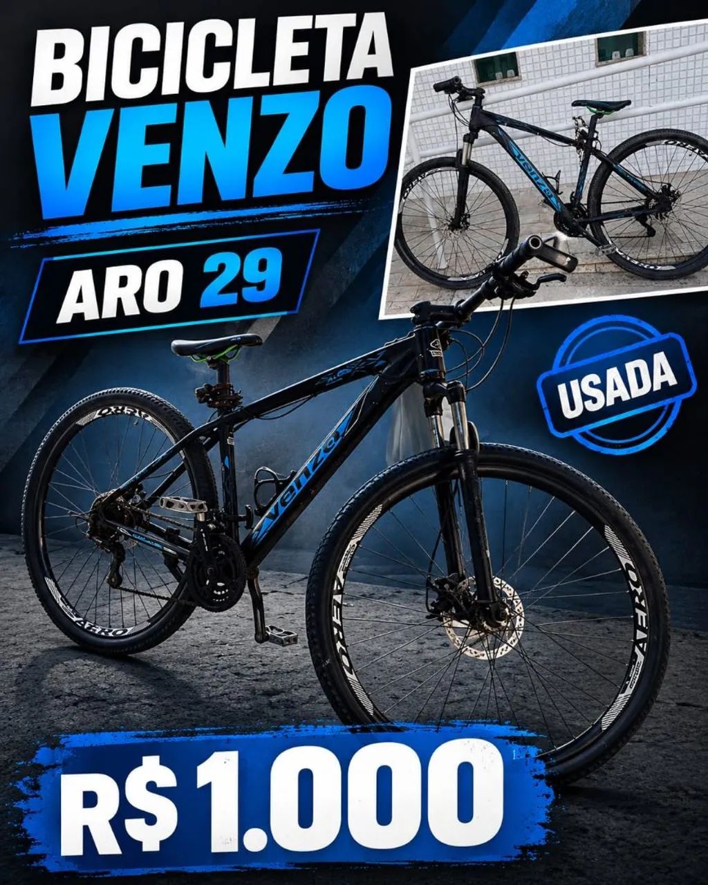 Bicicleta MTB aro 29 com suspensão e freio a disco