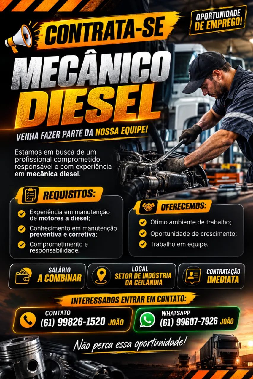 CONTRATA-SE MECANICO DIESEL