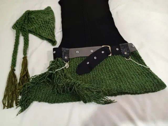 Vestido assimétrico tricôs + lenço - Foto 4