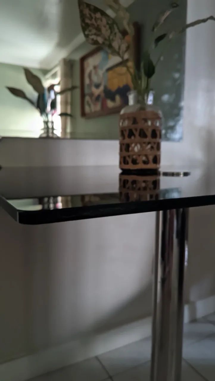 Mesa Vidro Temperado com Cilindro em inox - Foto 3