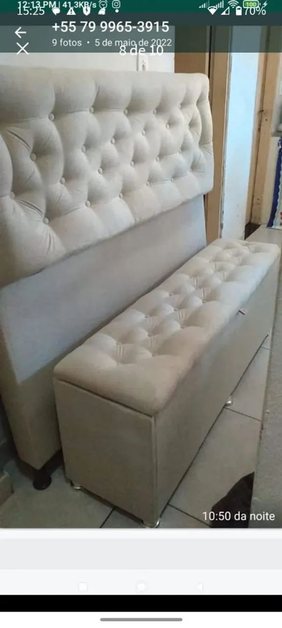 Kit puff baú e cabeçeira  - Foto 5