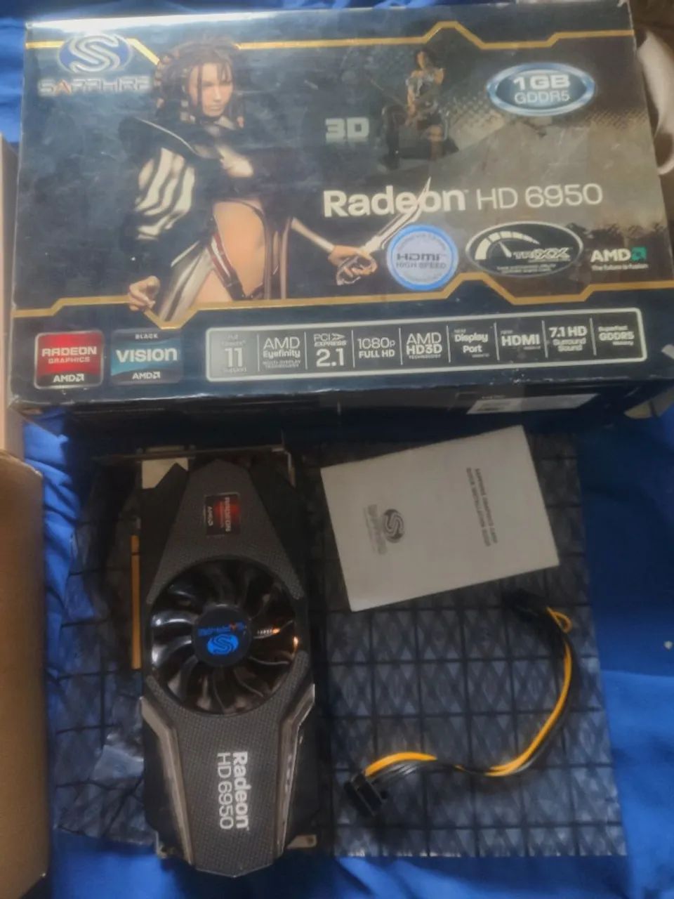 Placa de vídeo hd 6950 Saphire com caixa e manual e cabos